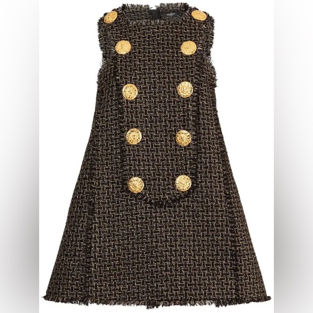 Balmain Authentic Black Tweed Lurex Mini Dress. great condition. Size 44